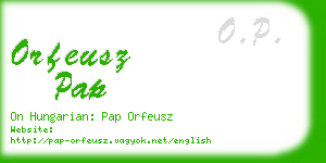 orfeusz pap business card